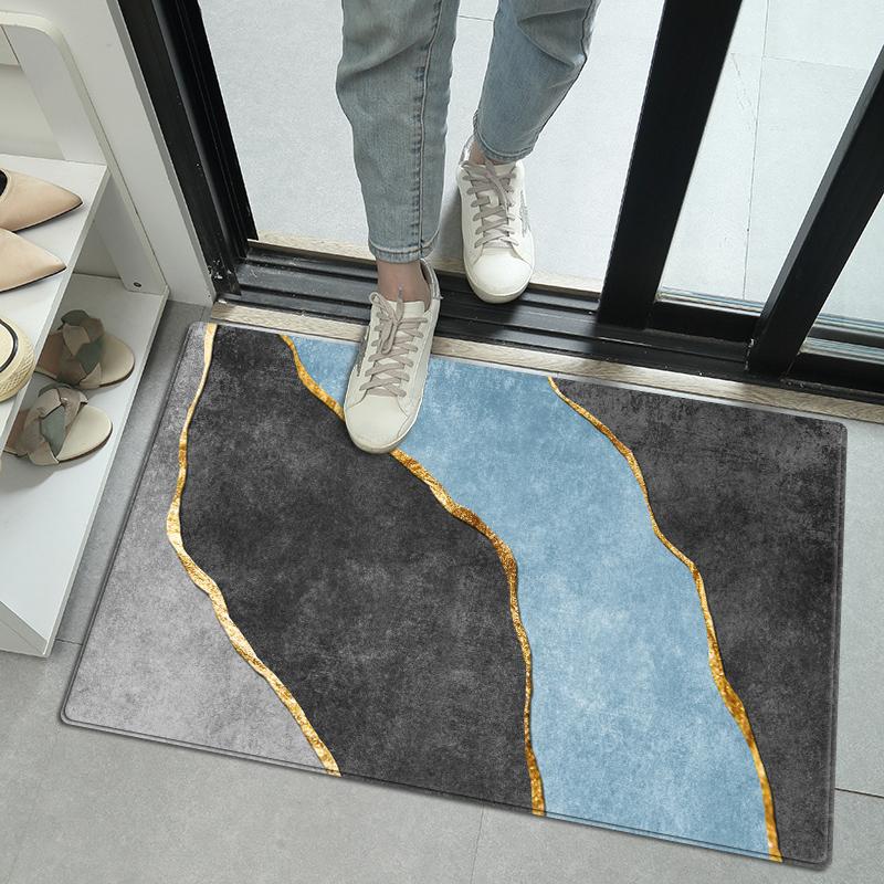 Простой геометрический дизайн коврика для пола для входа в туалет и умывальника 40x60/50x80/60x90/80x120 см гипоаллергенный фланелевый ультра легкий коврик для ванной