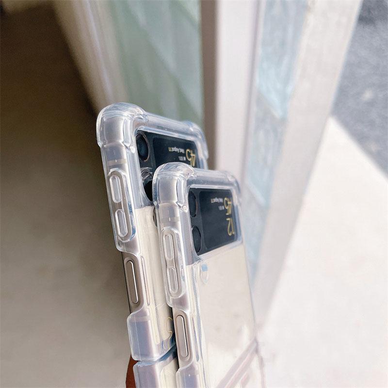 Рождественские Новогодние Подарки Лось Снег Чехол для Samsung Galaxy Z Flip 4 Z Flip 3 5G ZFlip4 ZFlip3 Flip4 Flip3 Прозрачный ТПУ Чехол