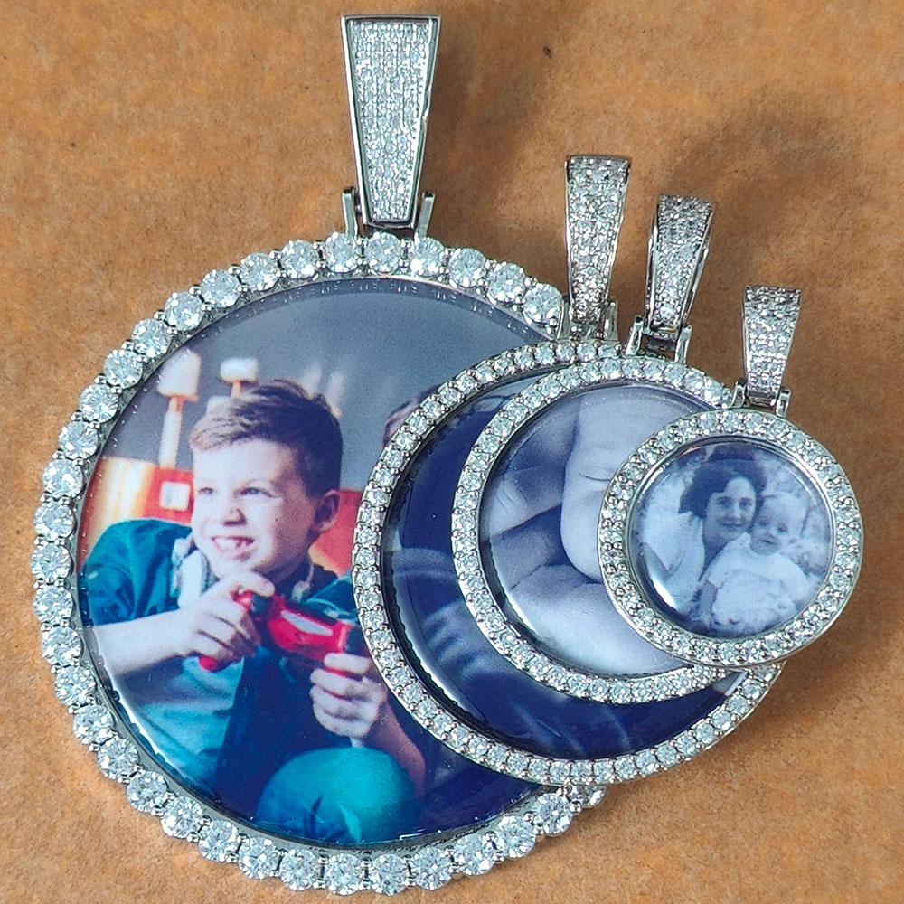 Free Laser Custom Photo Necklace Men Women Personalized Jewelry Any Picture Pendant 26/35/45/68.5mm Size Round Charm