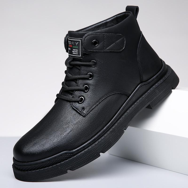 2025 Осень и зима Новый год мужские ботинки Martin ручной работы онлайн в стиле ретро мужские флисовые теплые хлопковые кожаные ботинки хлопковая обувь 9751
