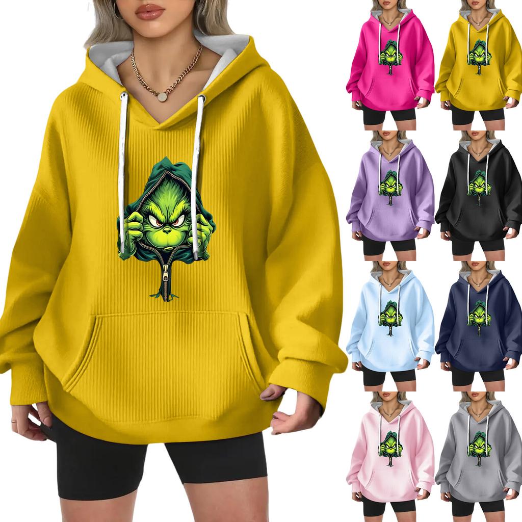 Женская модная повседневная толстовка с длинными рукавами и принтом рождественского ангела