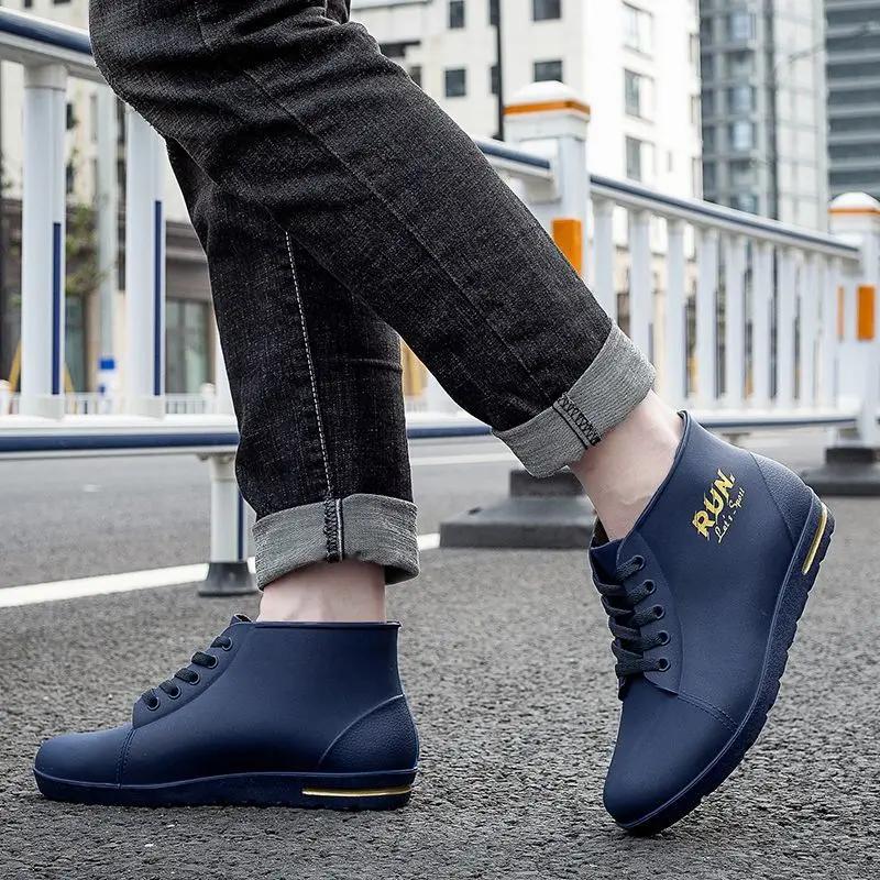 Мужская обувь, низкие, короткие, теплые, до щиколотки, резиновые сапоги для мужчин, шеф-повара, кухни, готовки, зимы, галоши большого размера, городские, оригинальные, грязевые, для улицы