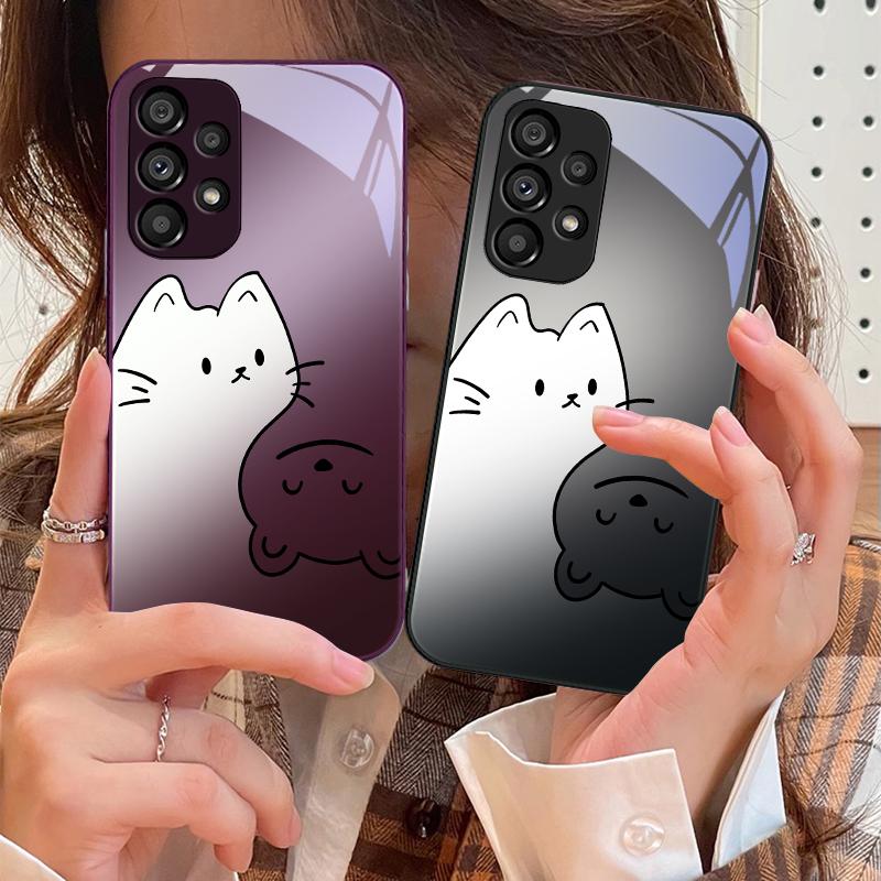 Улучшенный цвет кота для Samsung Galaxy S10 4G S20 11E 30 S21 21 22 S24 Fe Pro S23 S25 Ultra 5G S9 Чехол для телефона из закаленного стекла
