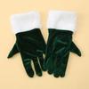 Короткие ретро бархатные перчатки женские оперные перчатки с пушистыми белыми манжетами длиной до запястья перчатки с пальцами для рождественского костюма свадьбы чаепития банкета танцев