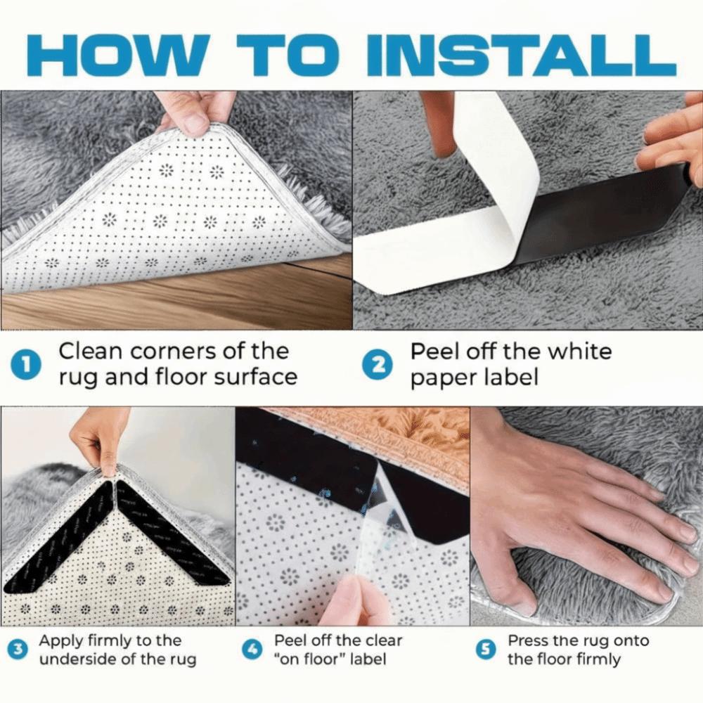 Removable Non-Slip Tape Adhesive Carpet Sticker Corner Pad Anti-slip Mat  Bedroom