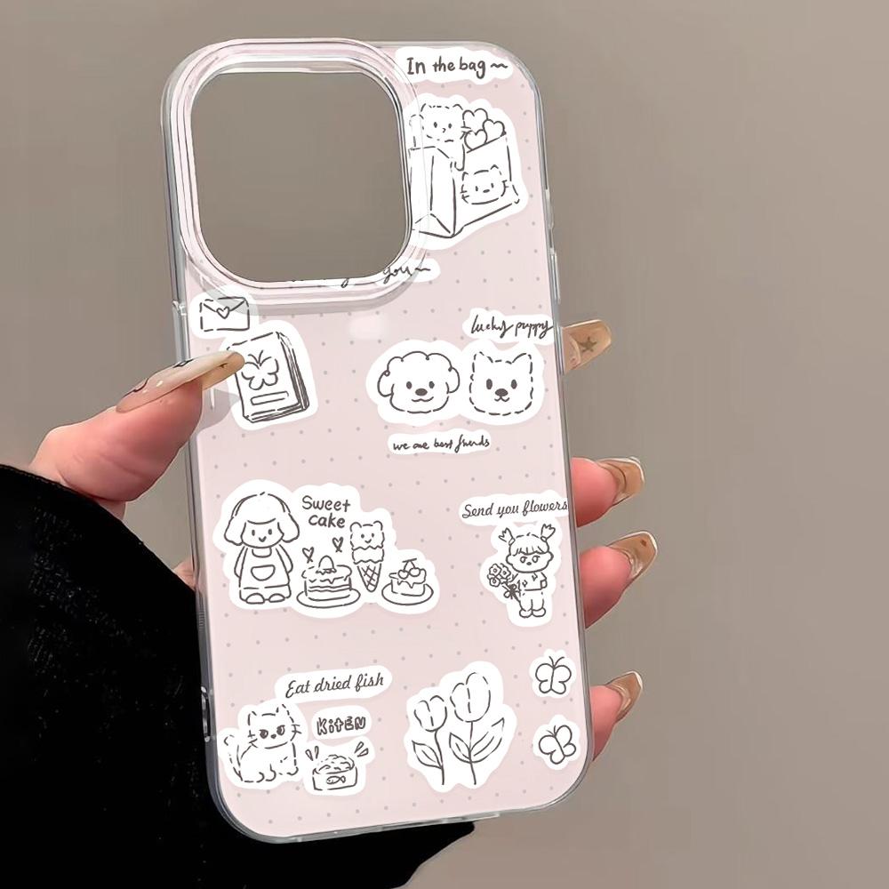 Расписной чехол для телефона для iPhone 12 13 15 16 iPhone 16 12 13 14 15 Pro 14 15 16 Pro Max Полное покрытие Противоударный Защита от отпечатков пальцев Свежий стиль Защитный чехол
