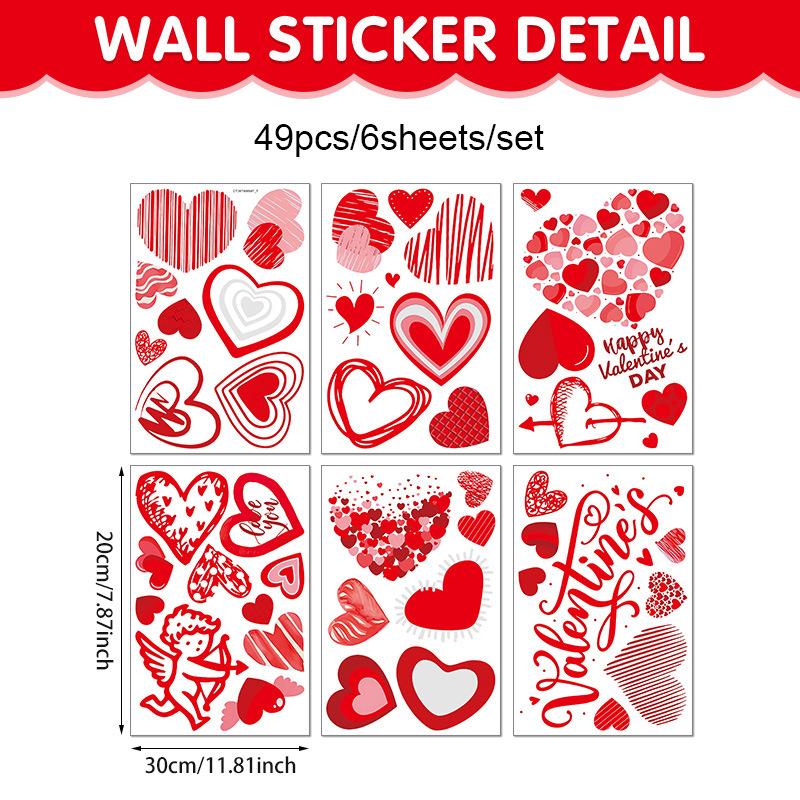 M-Heart Shaped Wall Window Stickers Valentine's Day Festive Party Wedding Atmosphere Decorations For Home Party Shop Restaurant