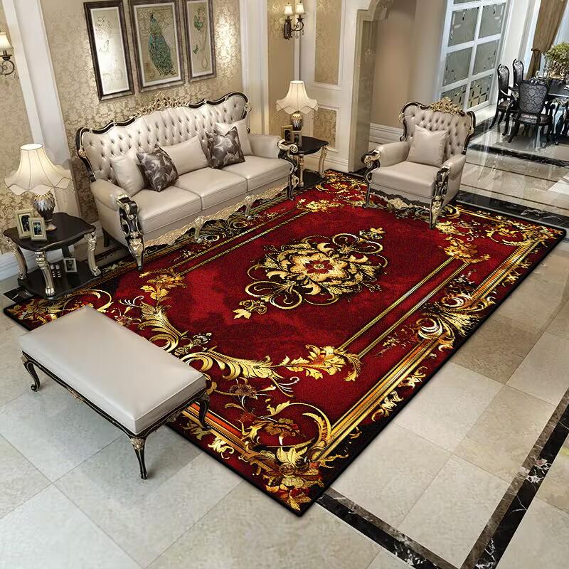 Ретро Красная ковровая дорожка Нескользящий Парадный Гардероб Домашнее украшение Роскошный Европейский стиль Большой ковер Моющийся Гостиная Легкий Роскошный коврик