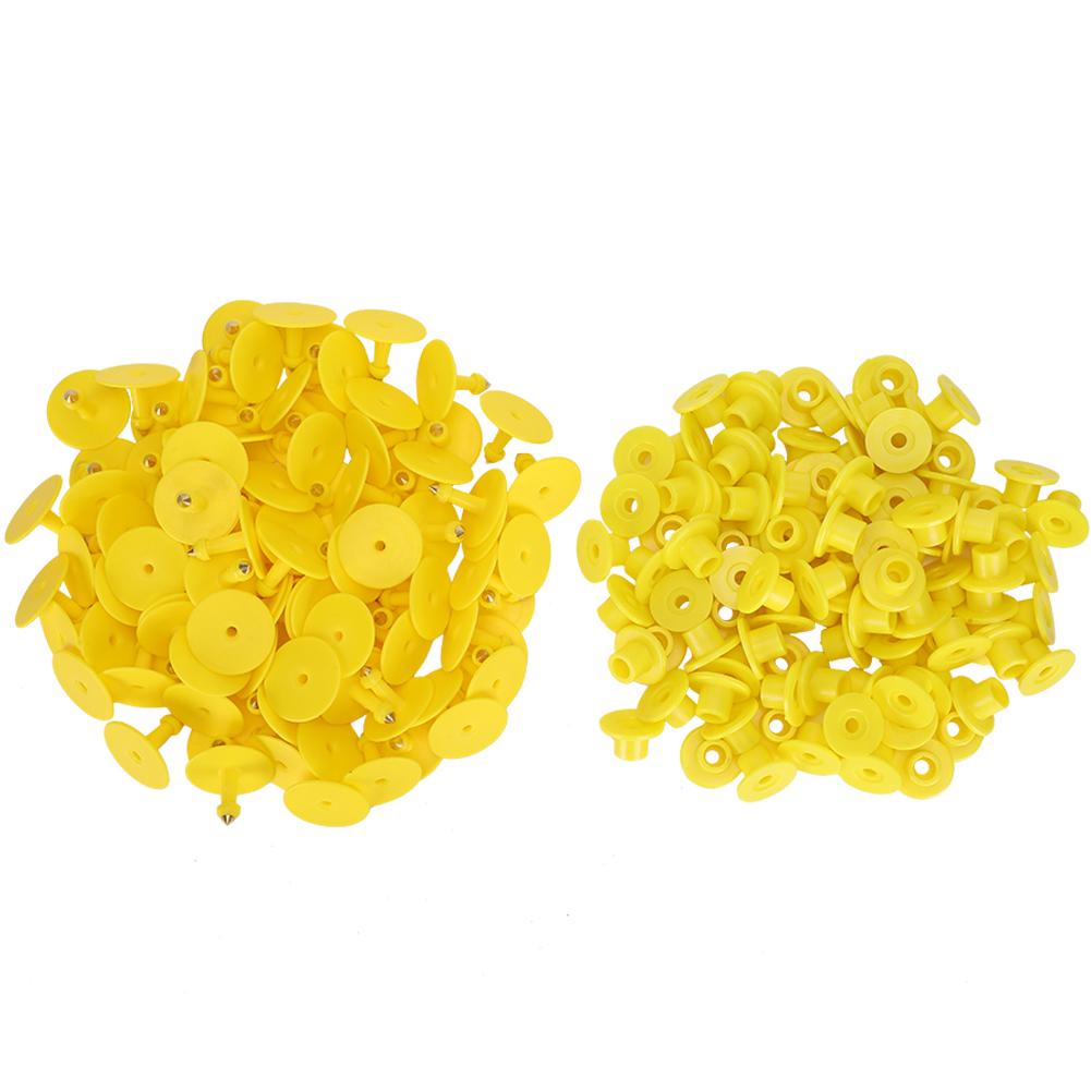 100pcs Animal Ear Tag Plastic Identification Card Anti Lost Marker for Farm Cattle Sheep PigsYellow