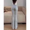 Women's High-Waisted Light Blue Micro-Flared Jeans - Korean Style Nine-Point Length for Spring and Autumn