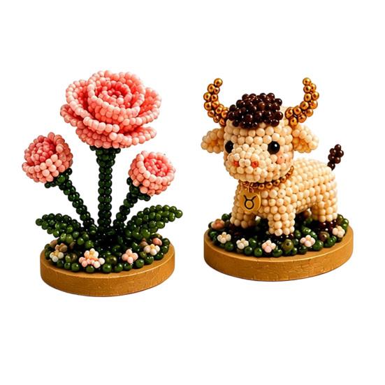 12 Zodiac Signs Bead Craft Kit DIY Beaded Garden Kit 3d Beaded Astrology Flower Kit