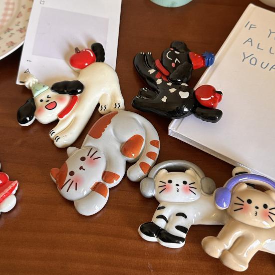 Мультяшная собака смола магнит на холодильник DIY кошка 3D котенок щенок магнитный