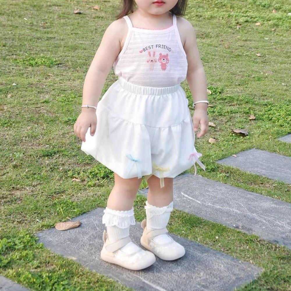 Elastic Waist Girls Shorts Bow Decorative Toddler Shorts Casual Summer Shorts  3-7 Years