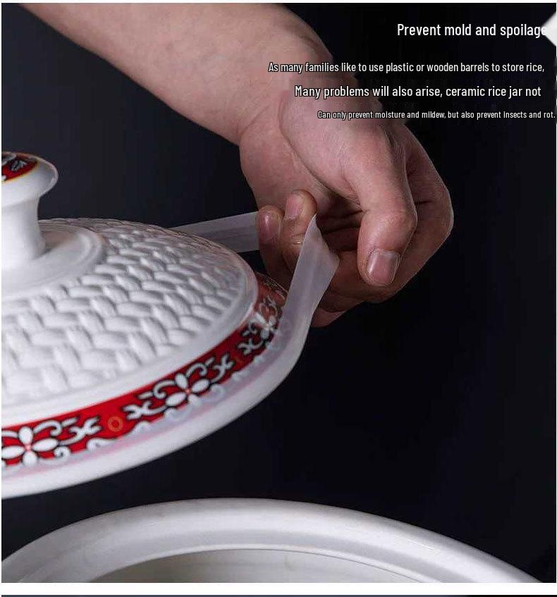 Керамическая рисовая банка Jingdezhen с крышкой - Влаго- и насекомозащитный контейнер для хранения