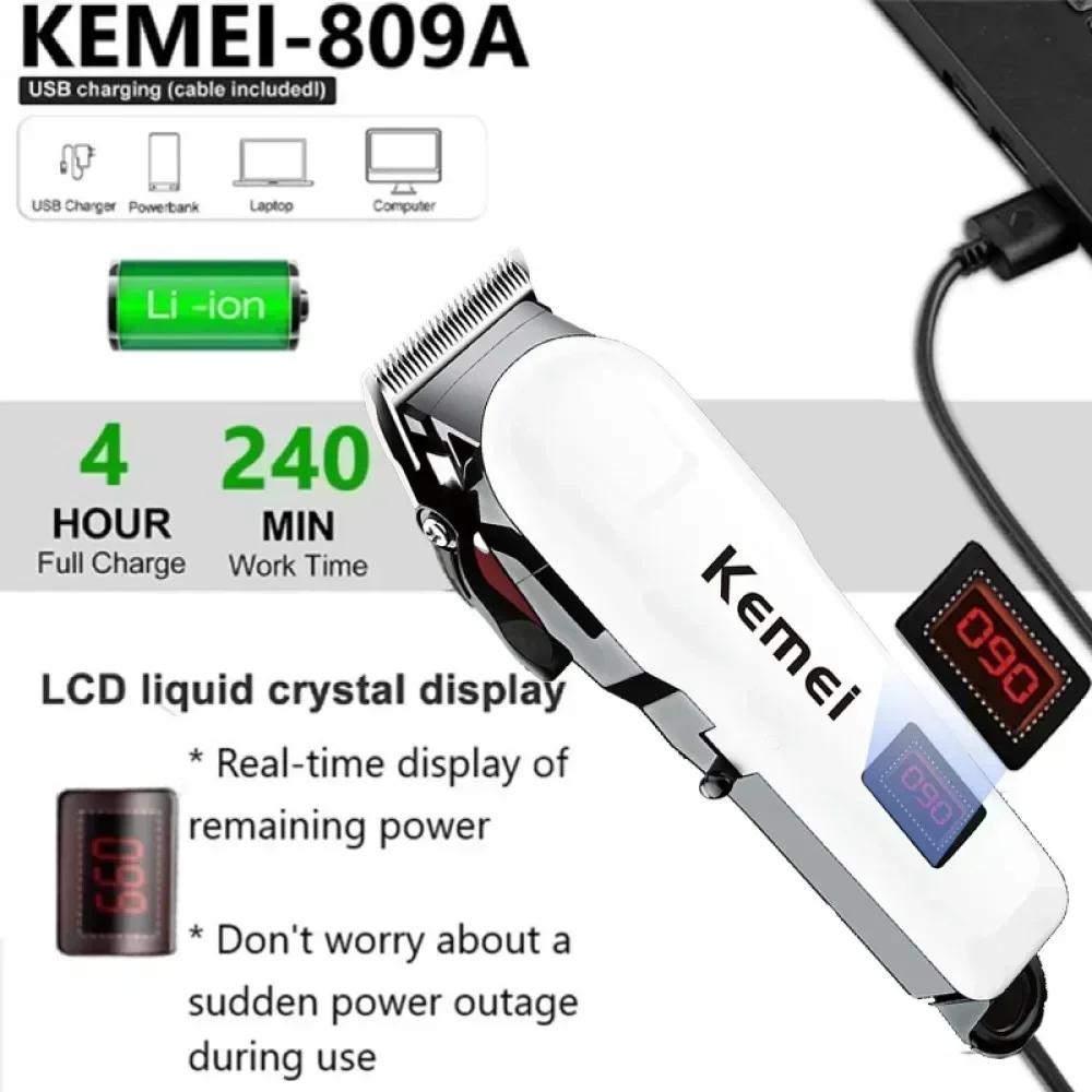 Kemei Машинка для стрижки волос KM-809A Машина для стрижки волос Беспроводной триммер Мужской Профессиональная машинка для стрижки Перезаряжаемая Стрижка волос Парикмахерскаяkemei