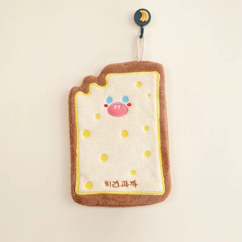 Cute Cartoon Pattern Kids Hanging Towel For Home Bathroom Kitchen Wiping Hands Thickening Absorbent Soft Towel With Hanging Loop