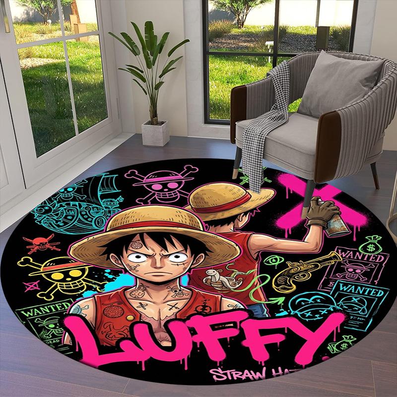 One Piece Art Round Area Rug Carpet Rug For Living Room Bedroom Sofa Playroom Decor Nonslip Floor Mat