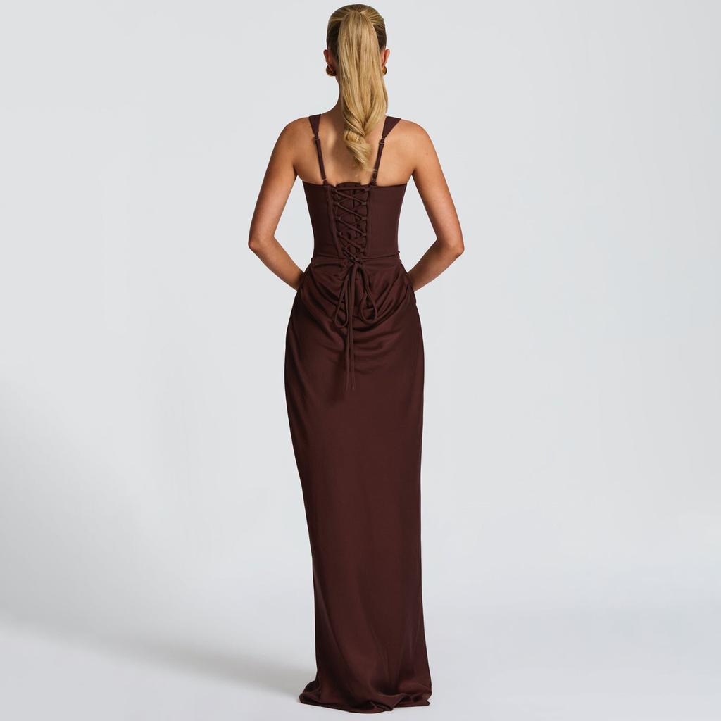 Женский Повседневный Приталенный Платье-Комбинация с Бретелями «Рыбья Кость», Обтягивающее Бедра, Длинная Юбка