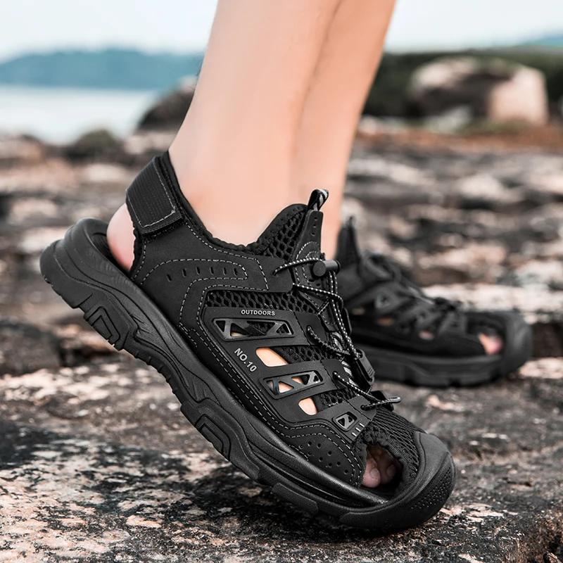 Men Sandals Summer Driving Shoes Man Quick Dry Wading Aqua Shoes Breathable Mesh Flats Non-Slip Male Outdoor Sandals