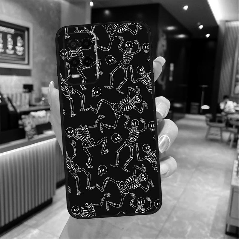 Черный эстетичный цифровой чехол-скелет для Oppo A98 A18 A38 A58 A78 A60 A80 A40 A96 A76 A16 A94 A74 A54 A15 A17 A57 A77 A5 Pro