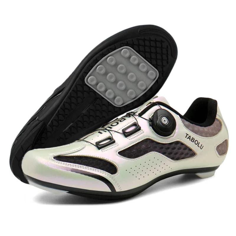 Cycling Shoes with Rotating Buckle - Breathable Unisex MTB Shoes Non-Slip Nylon Outsole Durable Leather Outdoor Riding Shoes