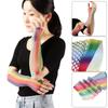 Colorful Costume Performance Disco Dance Hollow Out Holes Gloves Rainbow Fingerless Mesh Net