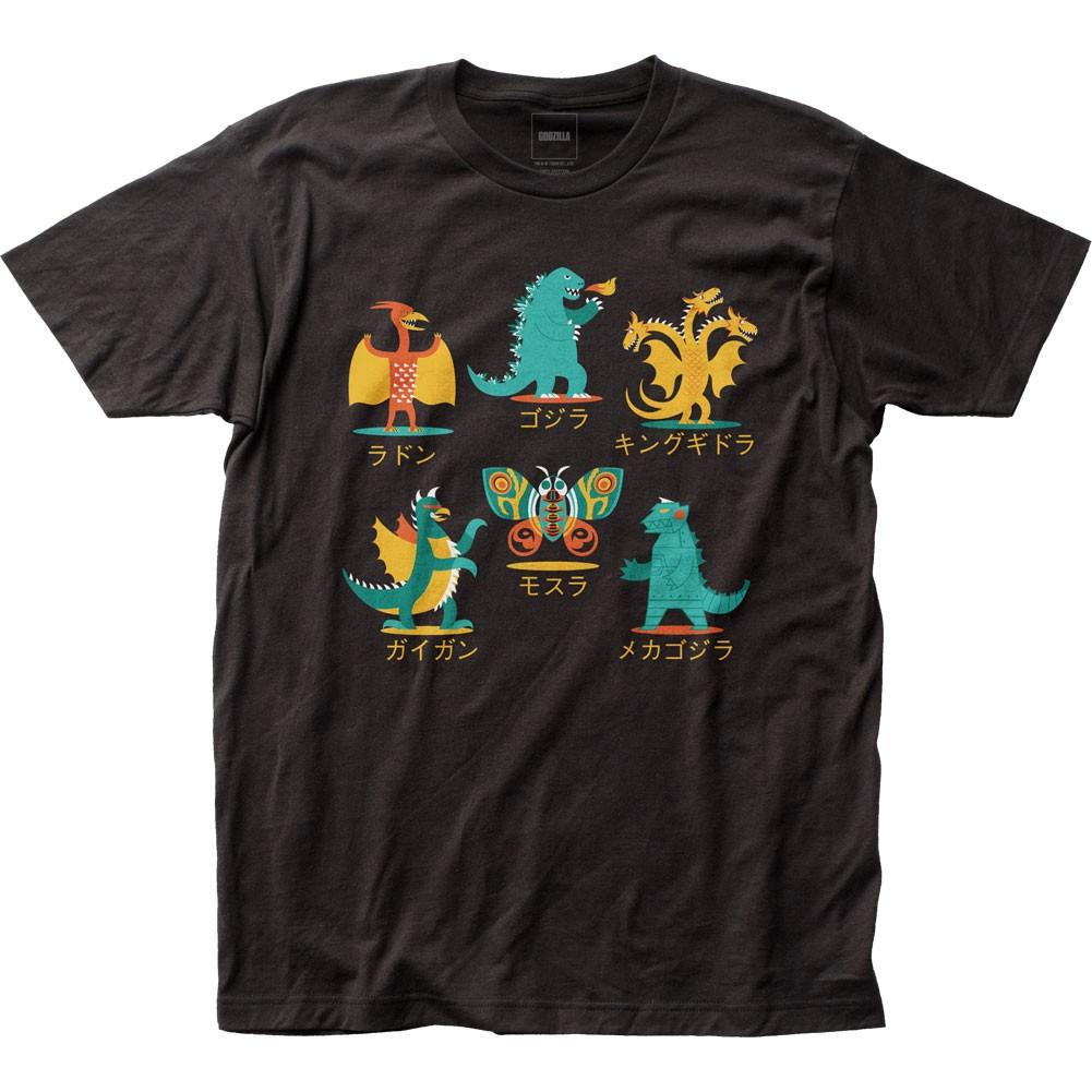 Godzilla Godzilla & Friends Mens T Shirt Classic Monster Movie Tee New Black
