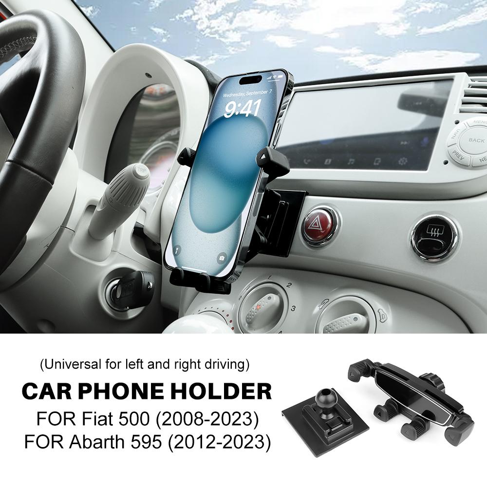 Автомобильный гравитационный держатель для телефона для Fiat 500 2008-23 Abarth 595 2012-2020 2025 2025 2025 LHD RHD Мобильная поддержка Подставка для телефона Кронштейн