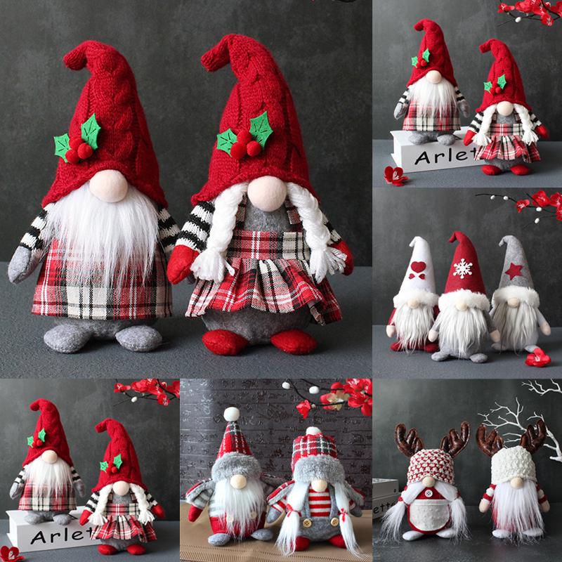 34 Styles Knitted Fabric Swedish Tomte Dwarf Rudolph Gnomes Dwarf Santa Claus Faceless Plush Doll