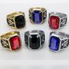 Кольцо с разноцветными камнями в стиле хип-хоп-панк для мужчин и женщин, винтажное кольцо из нержавеющей стали с масонской буквой G, ювелирные изделия