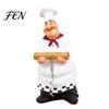 Kitchen Countertop Decor Chef Figurine, Resin Table Decoration, Funny Statue with Figurine Seasoning Bottle/Bottle Opener/Message Board for Shelf Home
