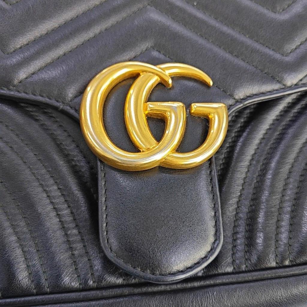 [Pre-Owned] Gucci GG Marmont Small Matelassé Shoulder Bag 'Black' - Good #YYN34G