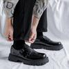 Fashion Man Patent Leather Loafers Shoe Men Japan Korean Streetwear Business Black Casual Thick Sole Platform Leather Wedding Shoes Male