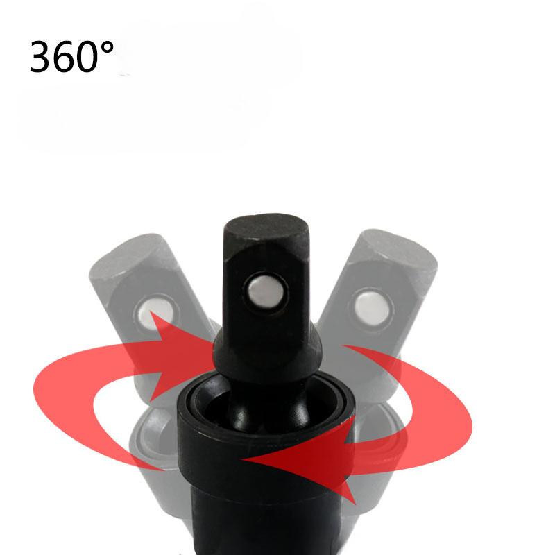 Угловой шарнирный адаптер для ударных гайковертов 360°, 1/2", 3/8", 1/4", с подвижным соединением, выдвижной, для пневматического гайковерта