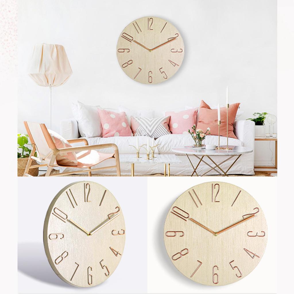 NASSIA Wall Clock, Stylish Nordic Style, Wood Grain, Simple Modern Design, 3D Numerals, Cute, Non-Radio-Controlled, Decorative, Gift (Green)