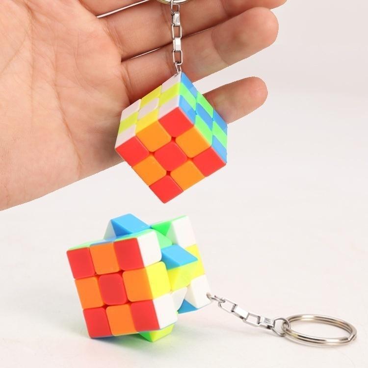 Cube Magic Cubes Stress Relief Spin Toys Gifts for Children Three Layer Key Ring Brain Teaser Toy