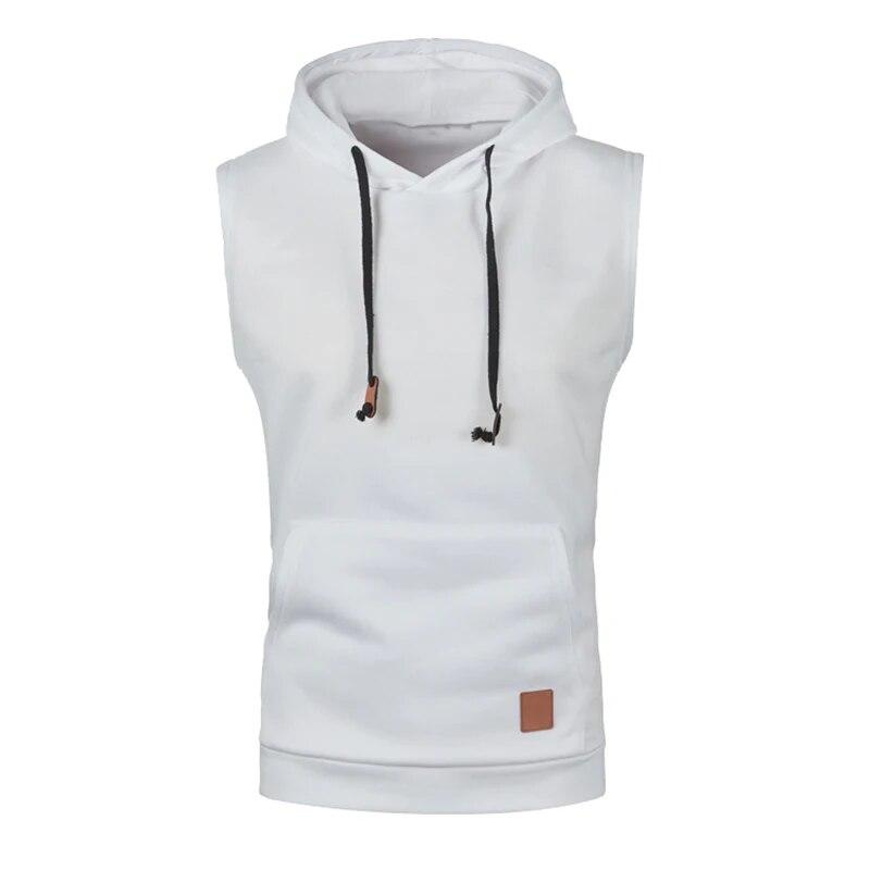 Men Sleeveless Hoodies Fashion Casual Hooded Sweatshirt Men Bodybuilding Tank Top Sporting Shirt Waistcoat Vest Gym