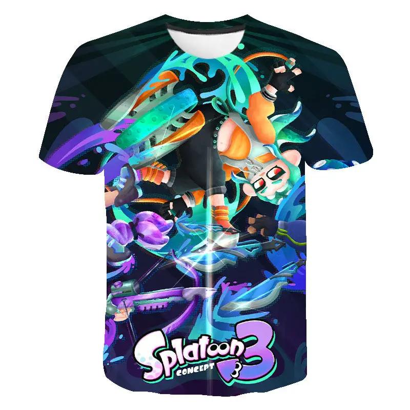 Летние футболки Игра Splatoon 3D-принт Футболка с круглым вырезом Повседневные топы для мальчиков и девочек Оверсайз Мода Харадзюку Детские футболки Детская одежда