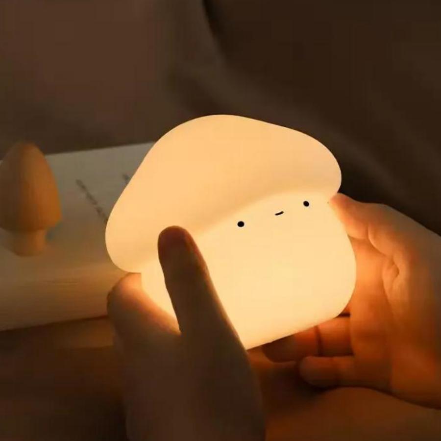 Cute Silicone Rechargeable Bedside Timing Function Touch Table Lamp Mushroom Night Light for  Bedroom