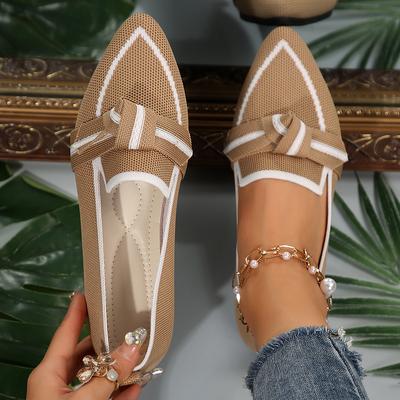 Модные женские балетки, вязаные слипоны, дышащая обувь, женские удобные однотонные кроссовки, женские повседневные лоферы с острым носком для ходьбы