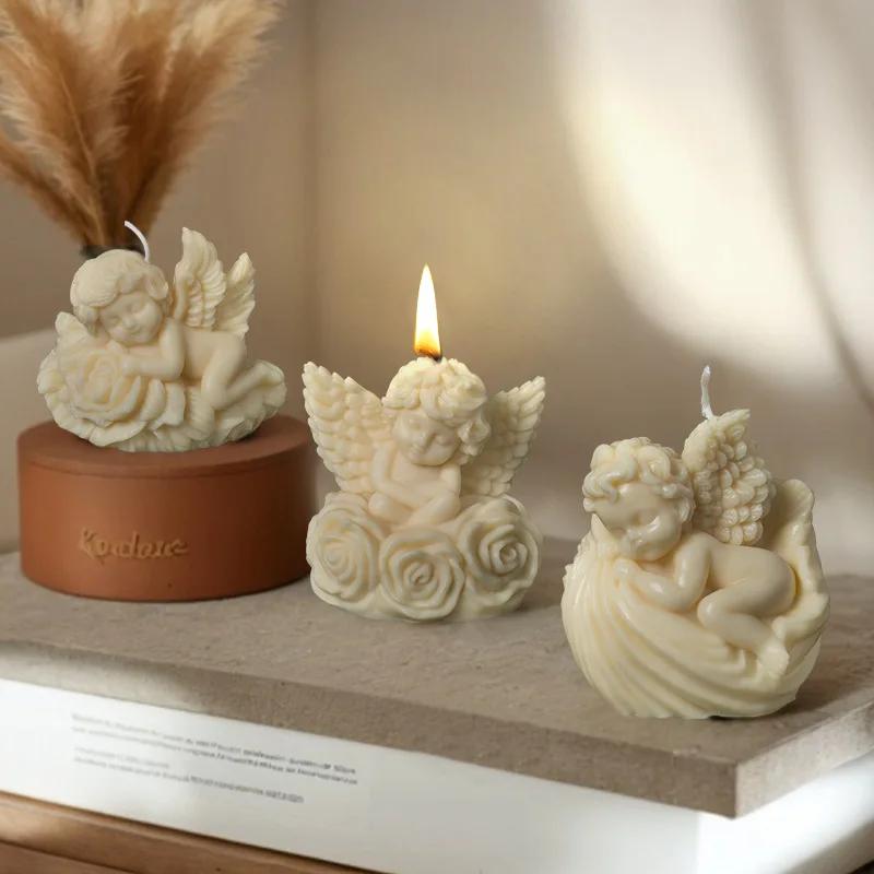 3D Rose Angel Children свеча силиконовая форма ручная работа Seashell Angel Kids ароматическая свеча гипсовая смоляная форма ремесло декор подарок