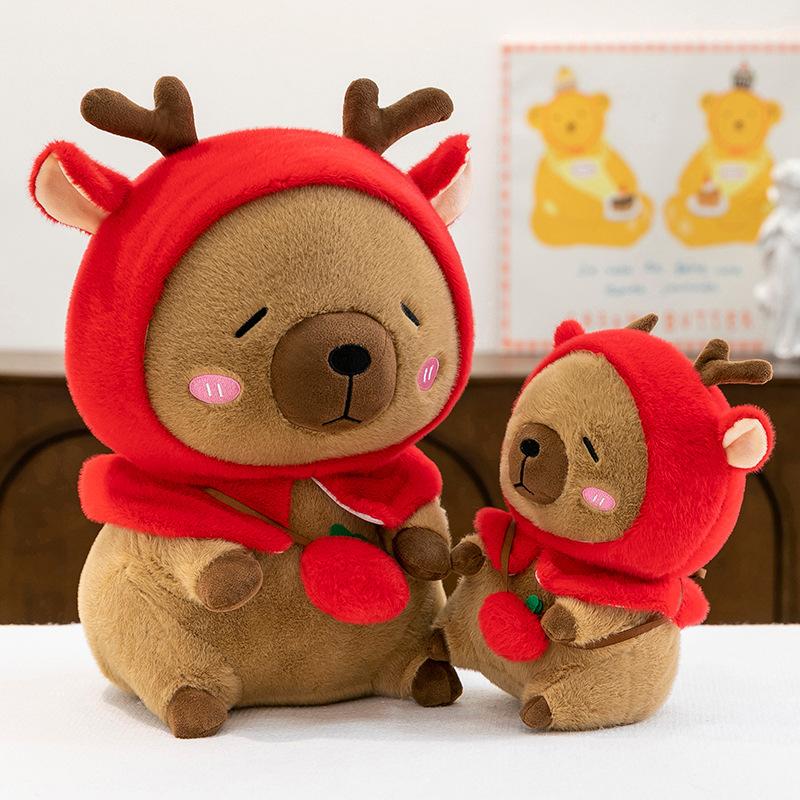 Elk kapibara plush toy christmas hat capybara doll throw pillow doll machine exchange