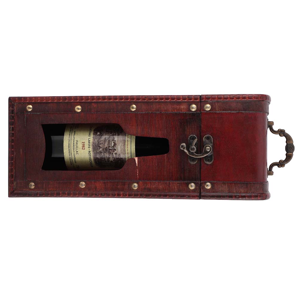 Vintage Single Red Wine Storage Box Portable Wooden Wine Package Gift Box W  Handle