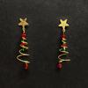 1 пара серег «Рождественская елка» с пятиконечной звездой и контрастным покрытием, украшения с тонкой текстурой, висячие