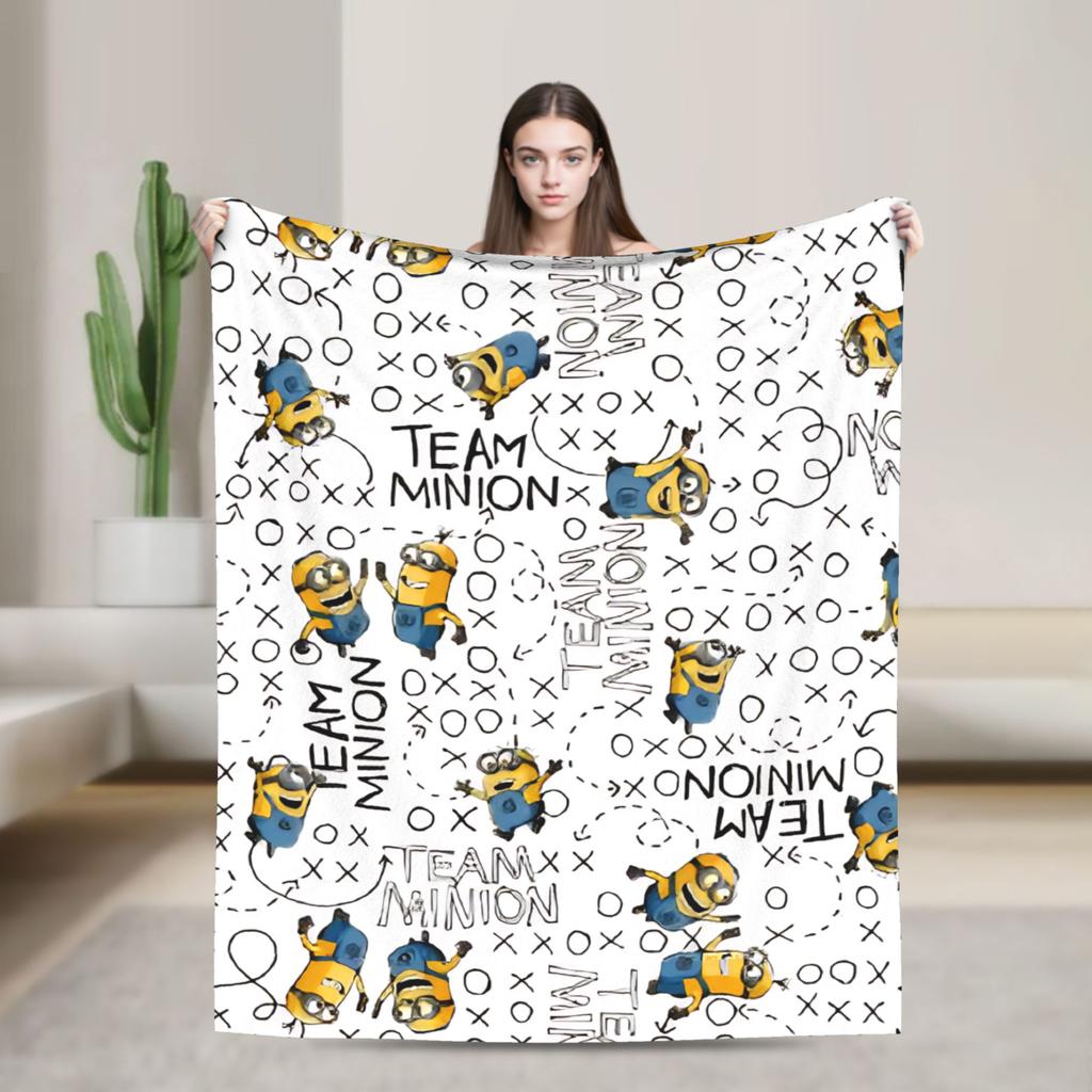 M-Minions Cartoon Christmas Flannel Blanket Warm Throw Blanket for Outdoor Travel Comfortable Bedspread Sofa Bed Cover