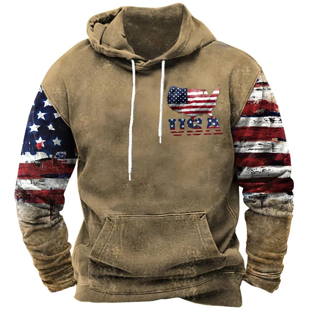 Модные толстовки с принтом флага США для мужчин, хип-хоп, тренд, винтажная одежда Harajuku, весна и осень, новинки в свитшотах, свободные топы