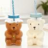500ml Glass Cup with Straw Reusable Bear Bottle Food Grade Borosilicate Glass Heat Resistant Microwave Safe Drinking Bottle