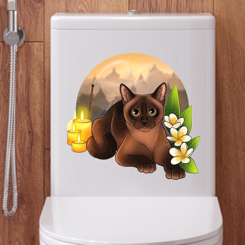 T286 # милый кот Наклейка на стену Ванная Комната Декор для туалета Гостиная Шкаф украшения дома наклейки украсить самоклеящаяся фреска