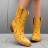 2024 Classic Embroidered Western Cowboy Boots Women Genuine Leather Women Low Heel Cowboy Boots Knee High Boots Zapatillas Mujer