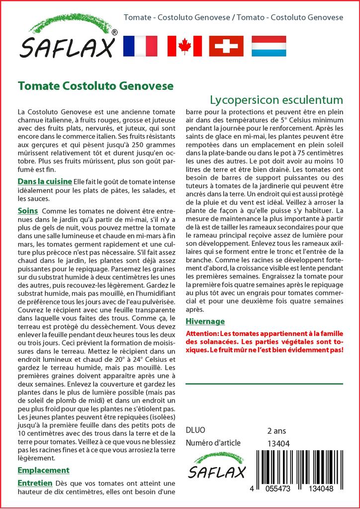 SAFLAX Garden in the Bag - Помидор - Costoluto Genovese - 10 семян - С субстратом в подходящем пакете-стойке - Lycopersicon esculentum